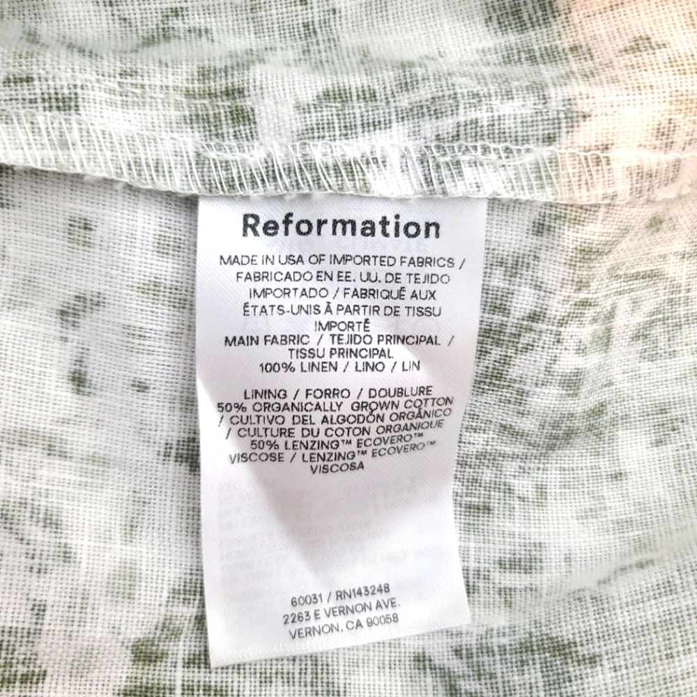 NWT Reformation Sebastien Linen Dress In Glade Green Cottagecore Event Sz 6 - Picture 6 of 9